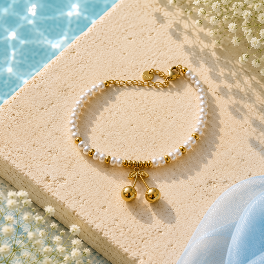 Pulseira Summer Vibes Pearl Cherry - BELLIA